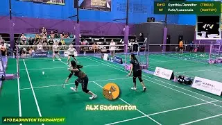 AYO BADMINTON ~ Class E SEMIFINAL Cynthia + Jennifer (TROLL) vs Fefe + Laurensia (SANTUY)