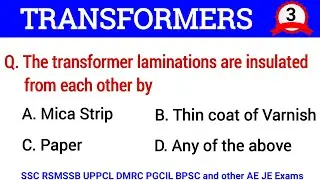 Transformer MCQ - 3 | ssc je transformer mcq | rsmssb je electrical paper | ssc je electrical mcq