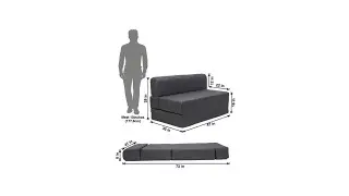 Uberlyfe 2 Seater Sofa Cum Bed Jute Fabric Washable Cover with 2 Cushions