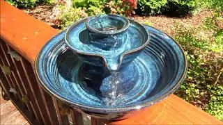 Ceramic Pet Drinking Fountain - Double Spout Design - Midnight Blue & Vert Lustre Glaze