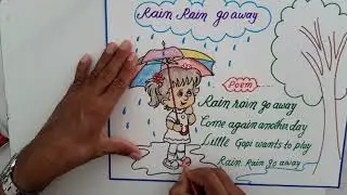 Rain Rain Go Away Drawing Easy Steps || Rain Rain Go Away Poem Poster||Rainy Season Scenery Drawing