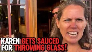 KAREN TAKES THE SAUCE AND GETS CUFFED FOR THROWING GLASS, MULTIPLE KARENS ARRESTED!