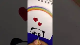Cute panda Rainbow drawing 🥰🥰  #panda #shorts