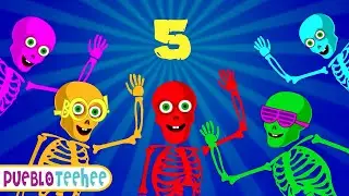 Cinco esqueletos bailando sobre la tumba | Nueva canci&oacute;n de esqueleto espeluznante | Pueblo Teehee