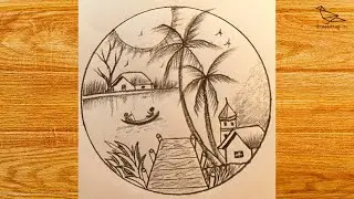 How to draw riverside wooden bridge by pencil. #howtodraw #riverside #woodenbridge #drawingtutorial