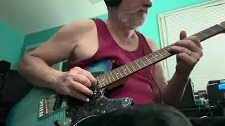 Minor blues improvising, another version with guitar spread in stereo