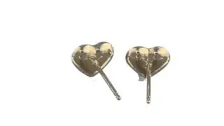 14k Yellow Gold Tiny Heart Button Earrings