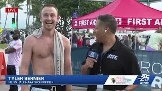 The Men's Half-Marathon winner is Tyler Bernier from West Palm Beach.