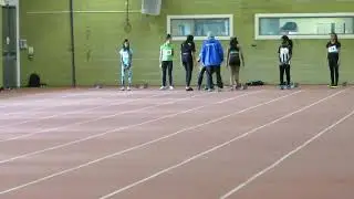 10 year old Savannah Morgan 60m race heat 1 against teenagers (16/12/17))