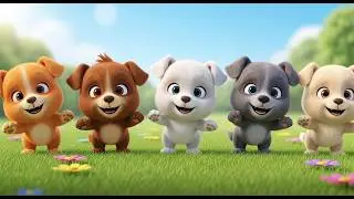 Five Little Baby Puppies Wiggle Wiggle Wiggle | Fun Action Song for Kids