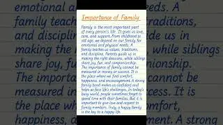 Importance of Family Essay | Short Paragraph | Notebook Style Handwriting