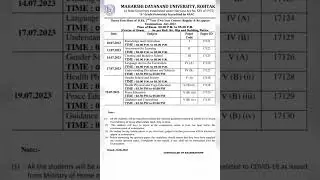 MDU, B.Ed 2nd year Exam datesheet