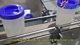 Double Head Servo Conical Barrel Capping Machine, Conical Bottle Labeling Machine
