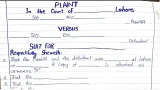 Plaints in English Pattern | Legal Drafting | LLB Part 5 Punjab University Lahore | how to Attempt 