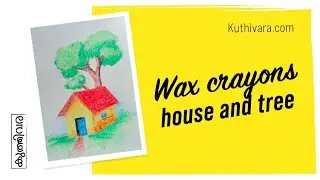 Crayon drawing - House and tree