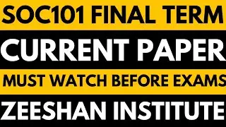 SOC101 Final Term Current Paper 2026 | Virtual University of Pakistan | Latest SOC101 Paper