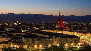 timelapse day to night over turin italy town wake  MJLGAMZ