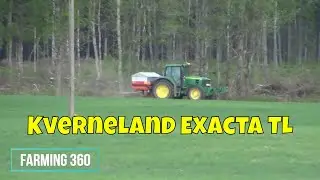 Kverneland Exacta TL Geospread fertilizer spreader in action with John Deere