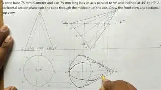 EST 110 KTU Engineering Graphics, section of solids, Horizontal section plane, Engineering ABCD