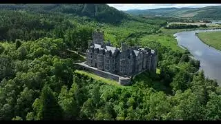 Carbisdale Castle 2 Drone Aerial video Clip library - Carbisdale Castle