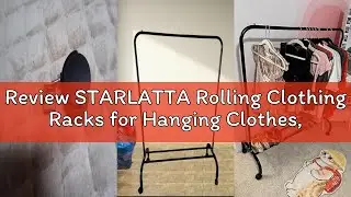 Review STARLATTA Rolling Clothing Racks for Hanging Clothes, Garment Rack for Clothes to Hang, Metal