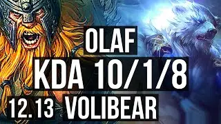 OLAF vs VOLIBEAR (JNG) | 10/1/8, Godlike, 300+ games | EUW Master | 12.13