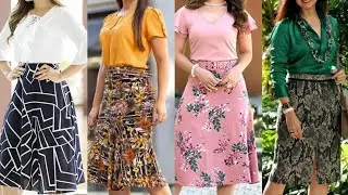 nice forever designr high waisted middi skirts/A-line skirt with amazing chiffon blouse/shirt design