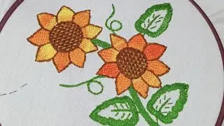 Pequeños girasoles bordados paso a paso, puntadas sencillas e increíbles 🦋