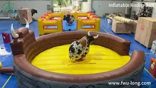 Commercial Inflatable Rodeo Bull FLRB1010 &ndash; 5m Round Safety Mat with Cow