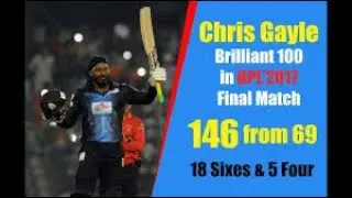 Chris Gayle WORLD RECORDS, 18 SIXES IN BPL T20 :: Chris Gayle 146 in bpl