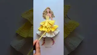 How to make a dress using a paper towel 💛 #art #fashion #design #style #artist #artwork #painting
