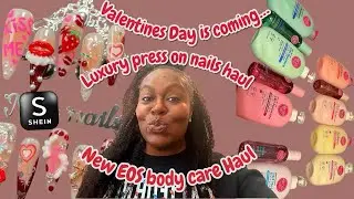 SHEIN luxury press on nails haul 🔥 Get your valentines nails NOW‼️New Eos body care haul