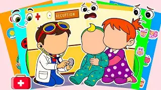 【Paper DIY】Decorate Sticker Book with JJ Scared at the Hospital & Doctor Cody ,Yoyo Comforts Him!