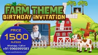 Farm Theme First Birthday Video Invitation | 1st Birthday Party Invitation | #Weditations | BRD15