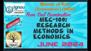 MEC-109: RESEARCH METHODS IN ECONOMICS (ENGLISH & HINDI) #ignouexam #ignou #IGNOUECONOMICS #ECONOMIC