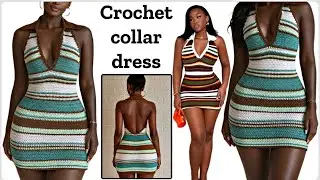 CROCHET COLLAR DRESS: Viral Pinterest inspired dress | crochet v neck multicolored dress