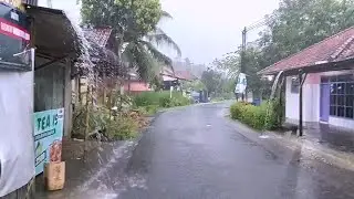 Heavy Rain Walk in Silent Village with Powerful Wind and Rolling Thunder for Deep Sleep ASMR 4K Vid