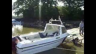 Launching the Predator 160 at Blackness marine slip.Devon