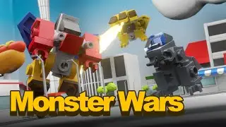 Полная версия - 3D кирпичная анимация / Monster VS. Ти-Рекс VS. 3 комбайнер-трансформер робот