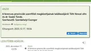 Katolikus R&aacute;di&oacute; - A szentf&ouml;ldi megb&iacute;zottjak konferenci&aacute;j&aacute;r&oacute;l T&oacute;th Vencel ofm &eacute;s dr. Szab&oacute; T&uuml;nde