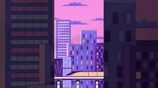 Maglev train passing through modern cityscape at sunset lofi vertical animation
