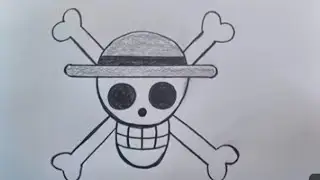 How to draw one Piece Logo pirate flag/ Monkey D Luffy /Simple Drawing /for beginner 