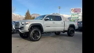 Lifted Cement Gray Long Bed 2019 Toyota Tacoma TRD Offroad Premium at Tyacke Motors Walk Around