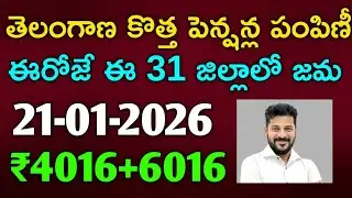 తెలంగాణ కొత్త పెన్షన్ల పంపిణీ,ఈరోజే ఈ 31 జిల్లాలో జమ,₹4016+6016