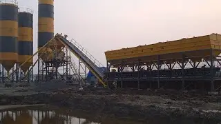Stationary Inline Concrete Batching Plant | Belt Conveyor Twin Shaft Plant | Navya  Equipments
