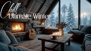 Cozy Winter Cabin Jazz 🎸 Relaxing Acoustic Guitar Music by the Fireplace