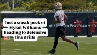 Mykel Williams on the way to defensive line drills at #49ers OTAs #sanfrancisco49ers