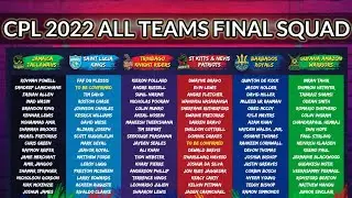 CPL 2022 All Teams Final Full Squad | Carbbean Premier League 2022 Teams Full Squad |CPL 2022 Squad