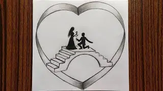 Pencil Sketch - Romantic Propose Scenery | Romantic couple inside love drawing | Valentine's day