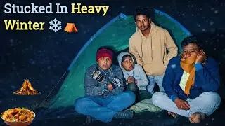 Night Camping in heavy Winter ❄️ | Stucked in Deep forest ⛺ | Indian village camping 